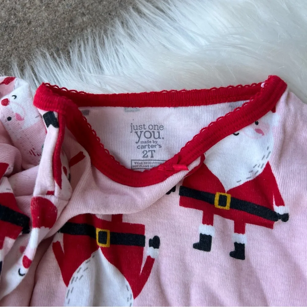 Carter’s Pink and Red Santa Patterned 2 Piece Pajama Set